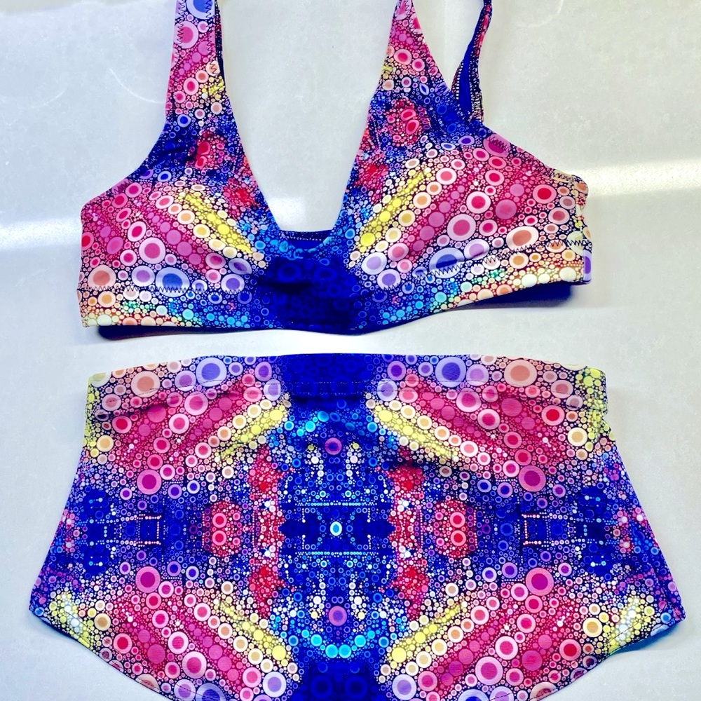 Multicolored Dots Bikini Fits Like Medium.  Original retired designs.  Rainbow